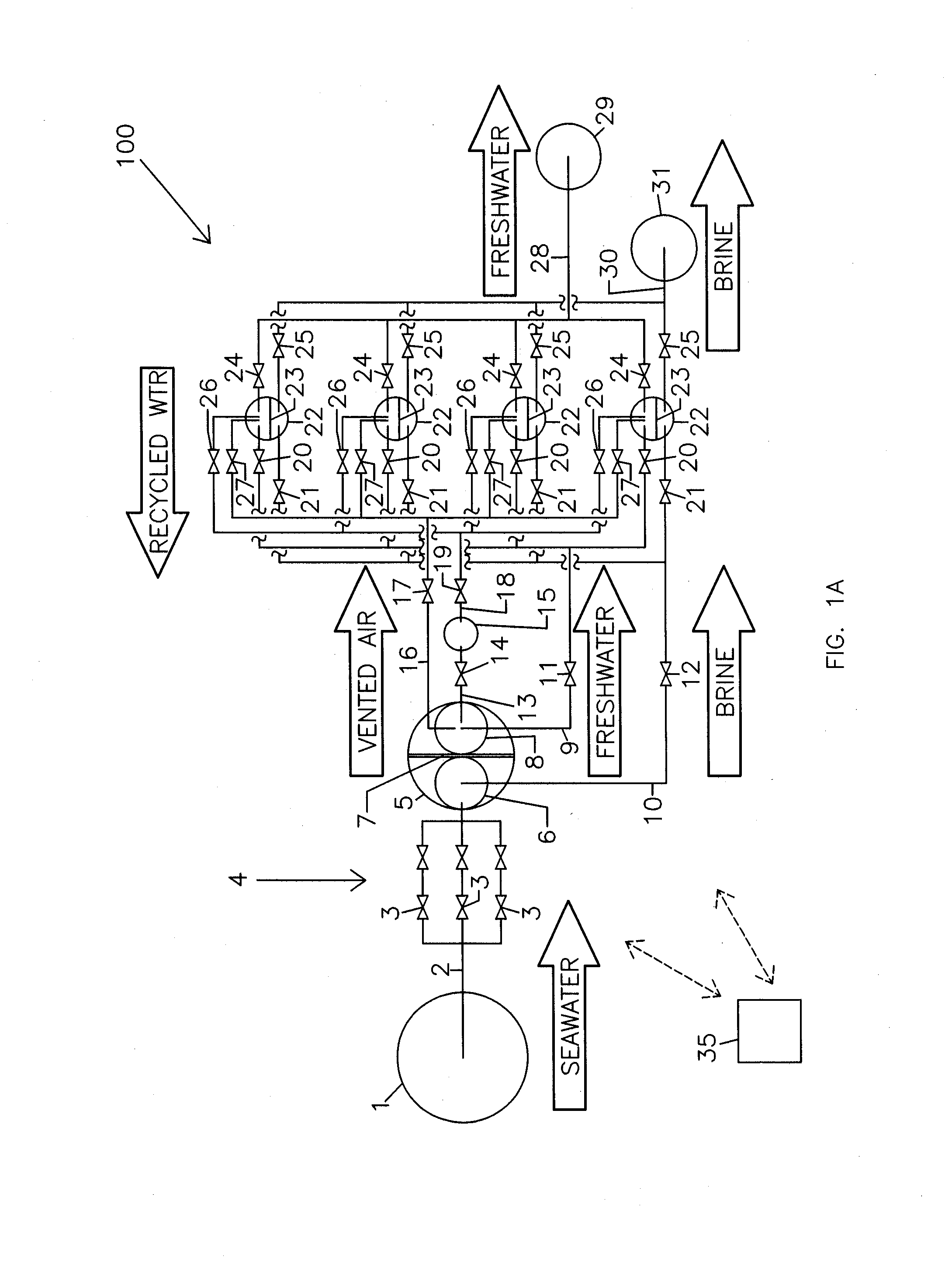 Desalination system and process using atmospheric pressure as renewable energy