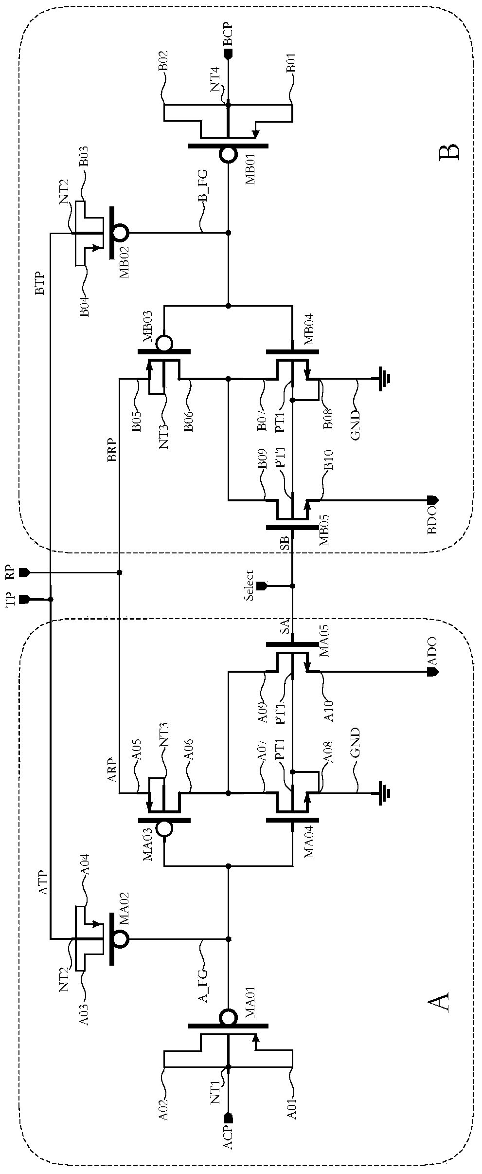 Ultralow power consumption differential structure nonvolatile memory compatible with standard CMOS (Complementary Metal-Oxide-Semiconductor Transistor) process