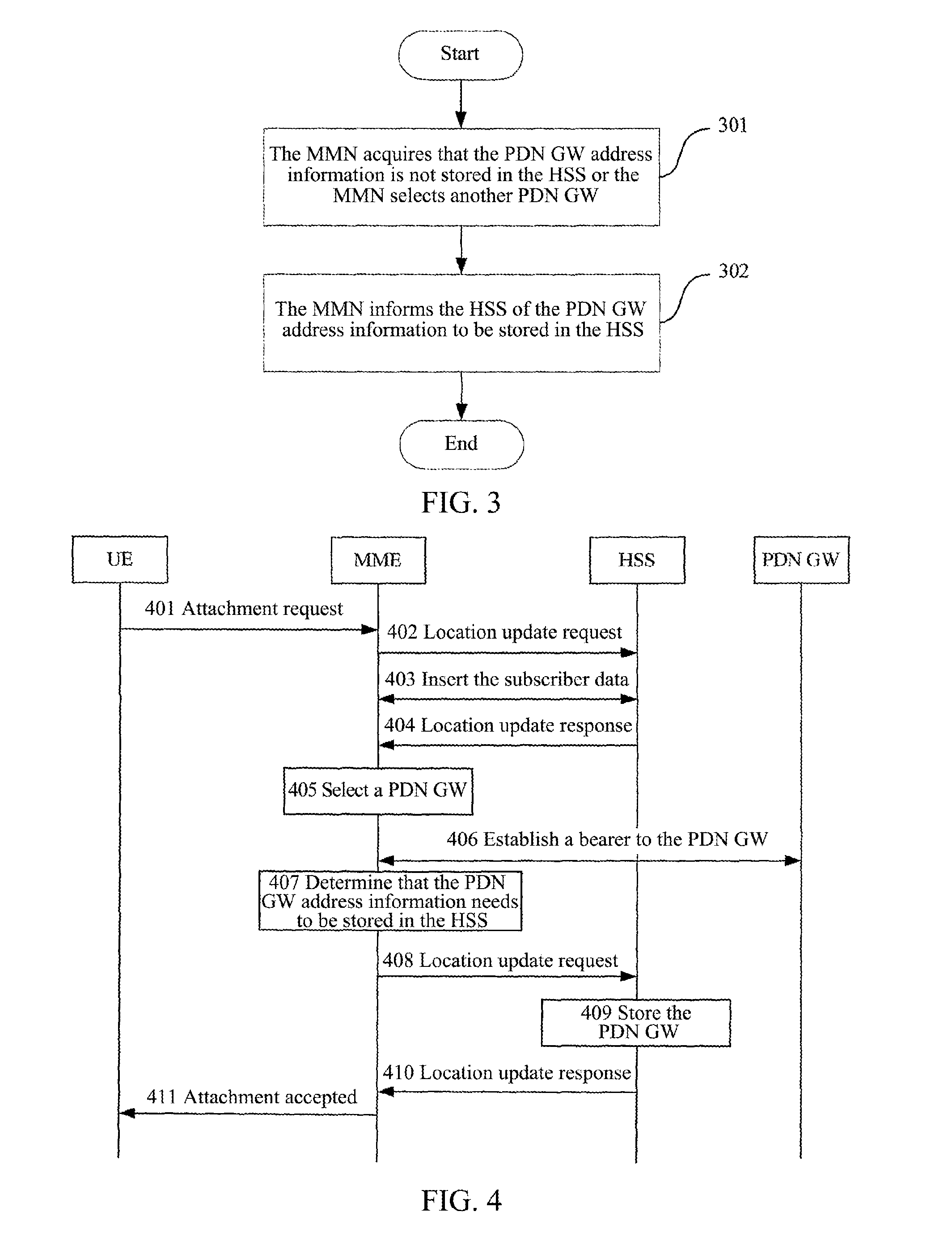 Method for informing home subscriber server of storing packet data network gateway address information