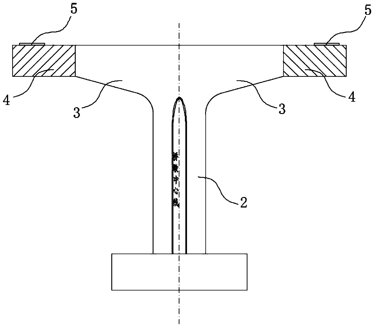 Straddle-type monorail bridge with large line space T piers, and design method for T piers thereof