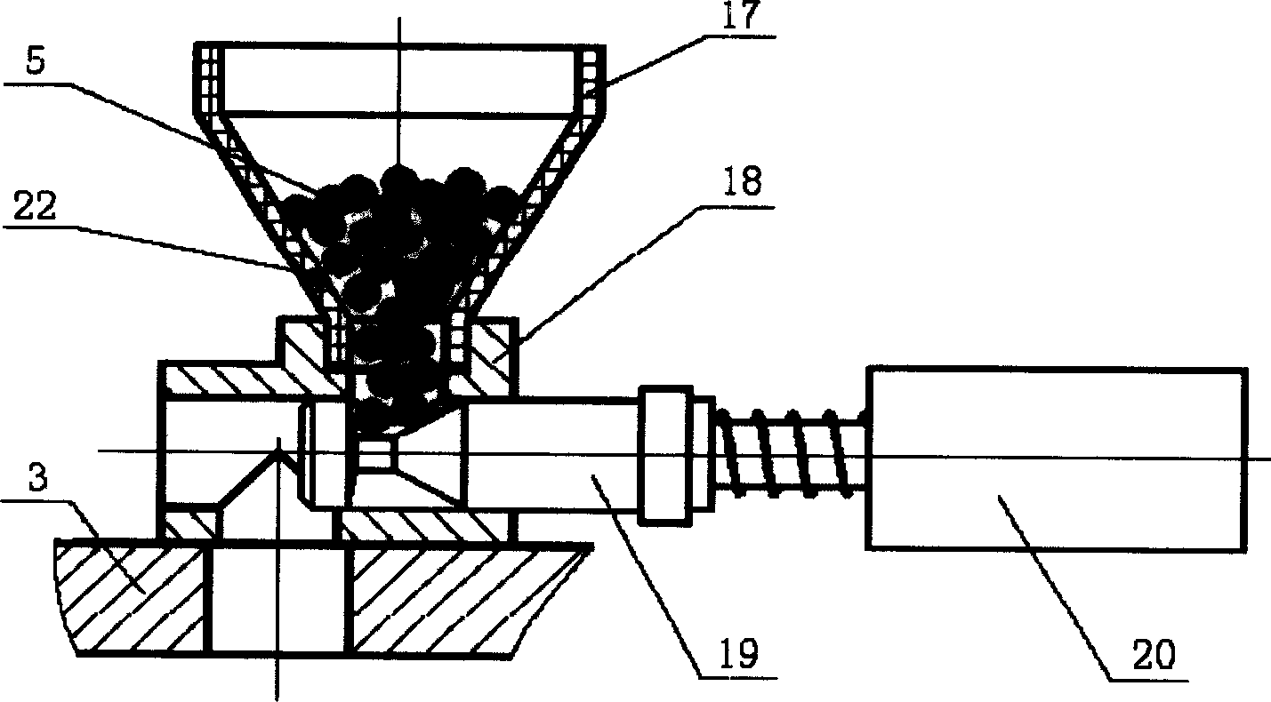 Quick forming screw extruding jet device for thermoplastic particle material