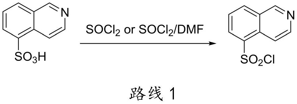 Method for preparing isoquinoline hydrochloride intermediate and rho kinase inhibitor by using btc/ph3po chlorination system