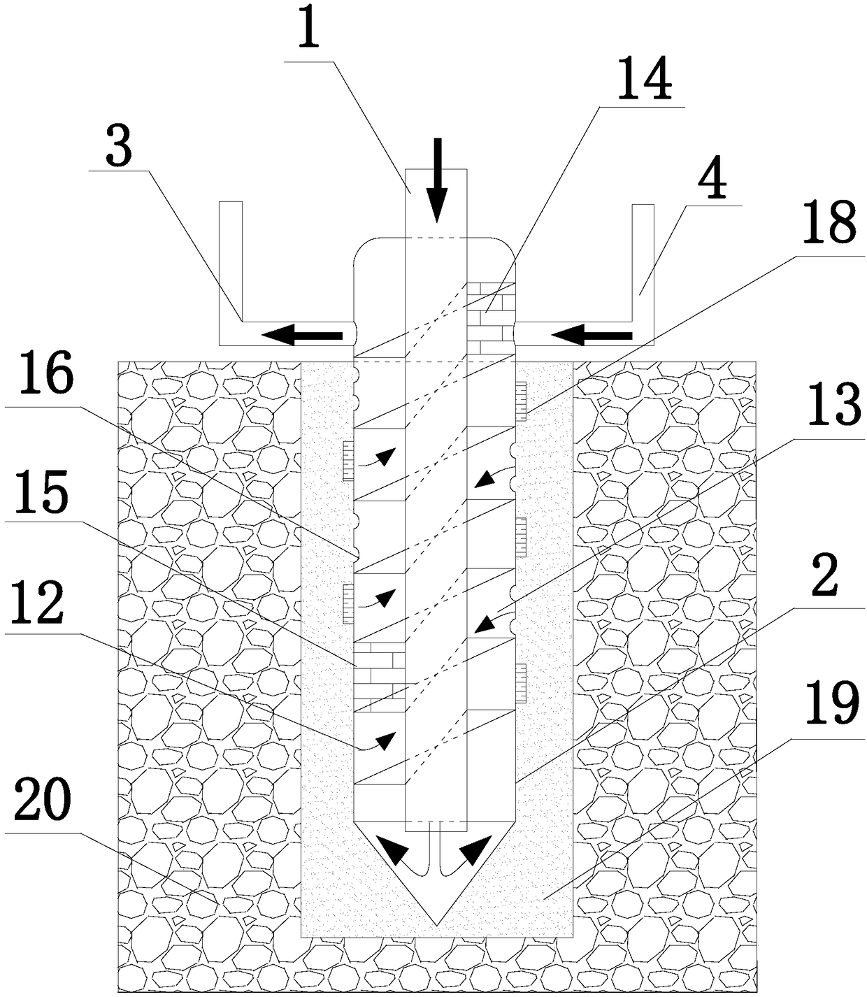 Double helix grouting type freezing device and construction method