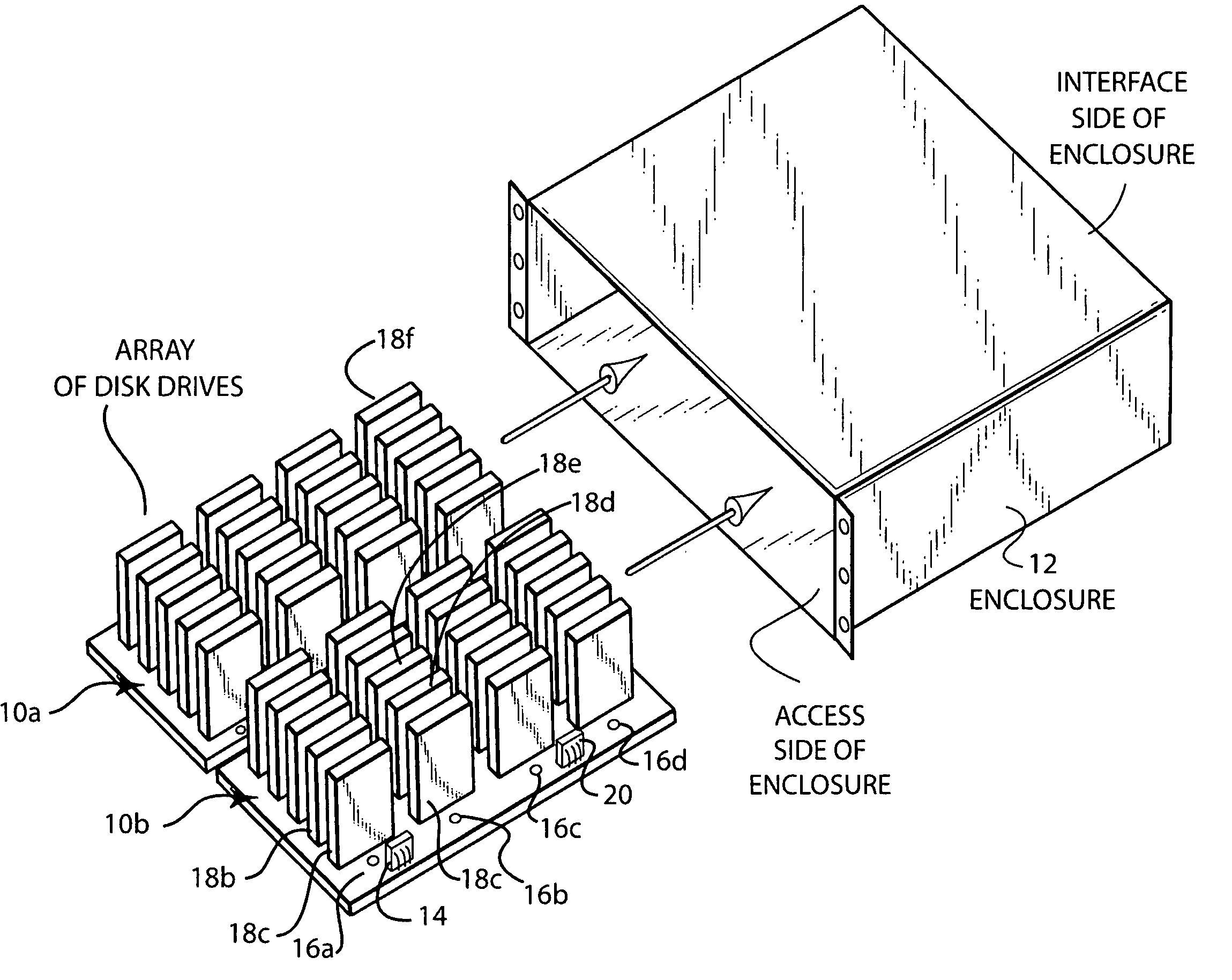 Failed drive locator for removable disk array modules