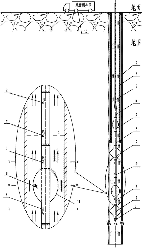 Device and method for measuring underground flow rate of petroleum well