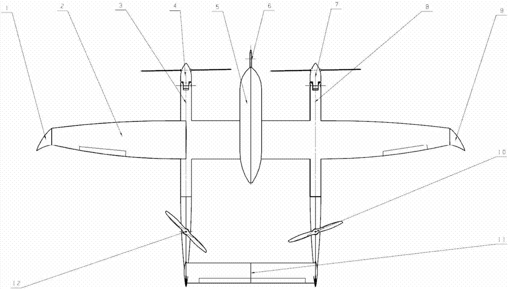 Oil-electricity hybrid power vertical lifting fixed wing long-endurance unmanned aerial vehicle