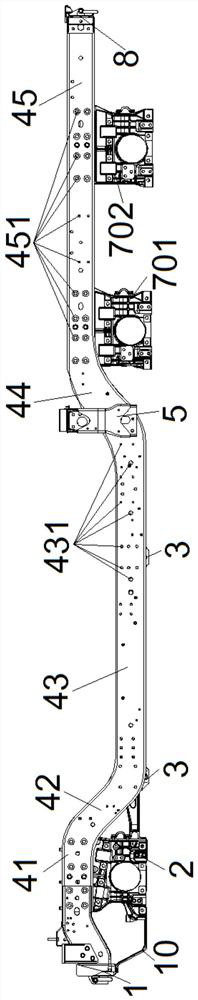 Multi-axle off-road vehicle frame structure with variable axle distance