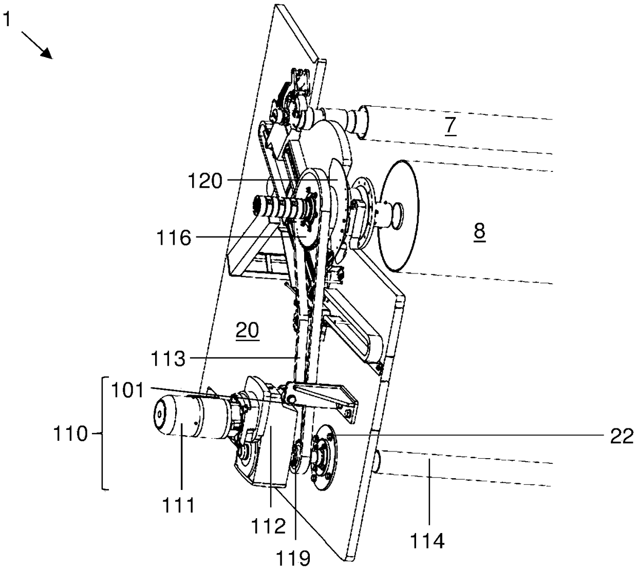 Transport device for web winder