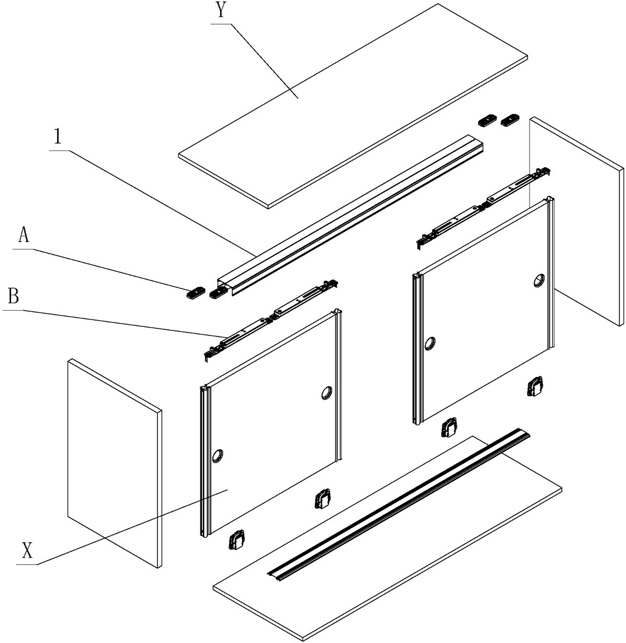 Poking device automatic position searching structure for furniture sliding door