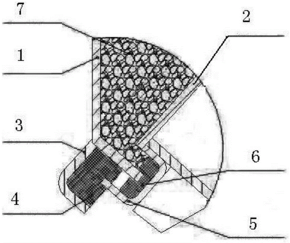 Ore funnel discharging door sealing structure