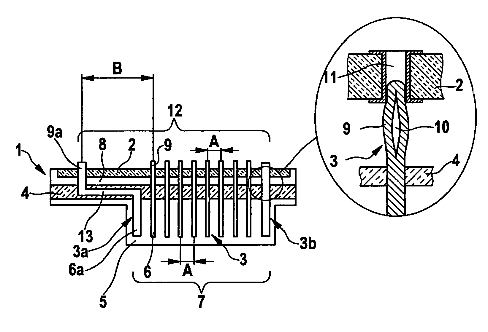 Electrical pressfit plug connector having a laterally bent power pin