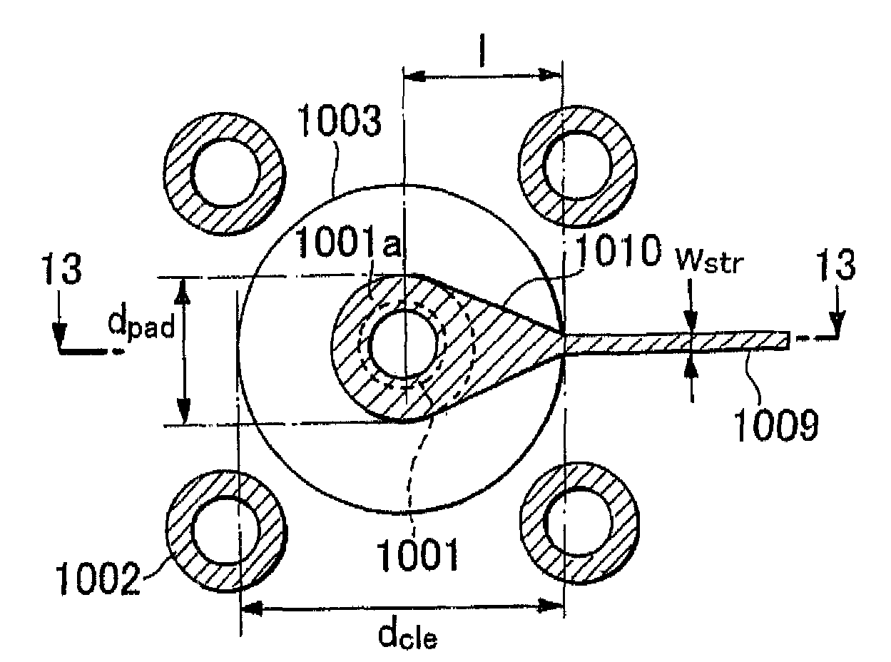 Broadband transition from a via interconnection to a planar transmission line in a multilayer substrate