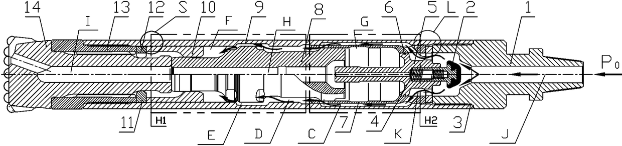 Double-cavity type impacter with external casing pipe structure