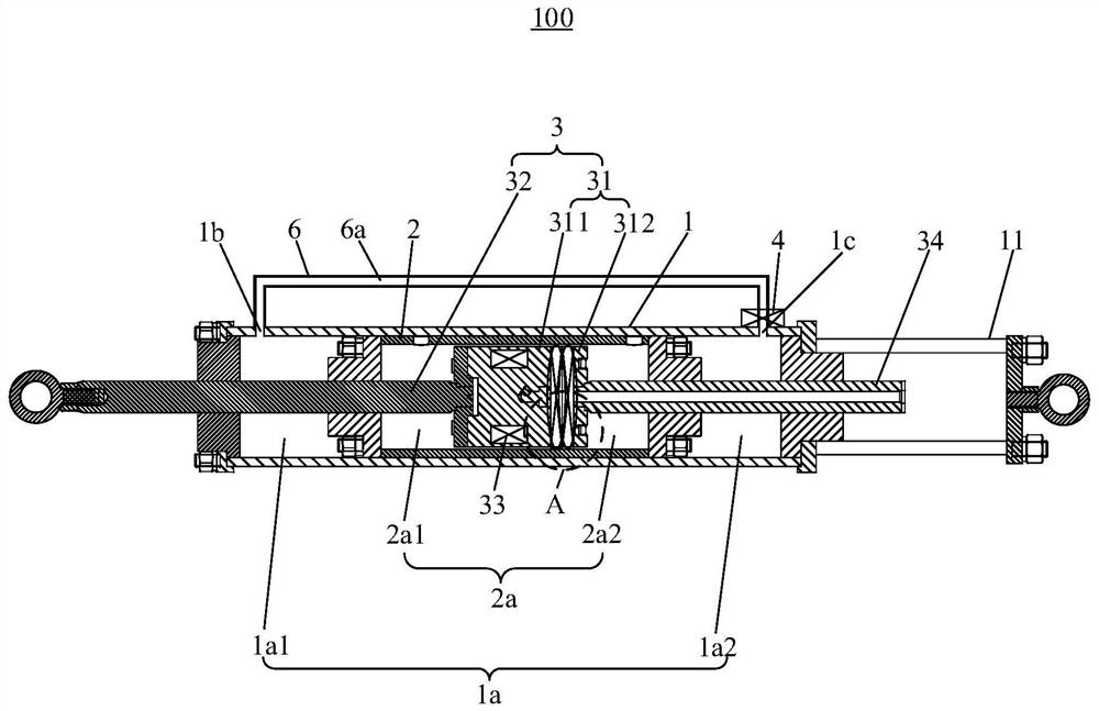 Two-cavity long-stroke magnetorheological fluid damper capable of saving magnetorheological fluid