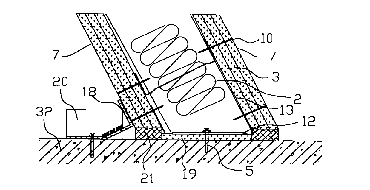 Building gas explosion inclined wall structure