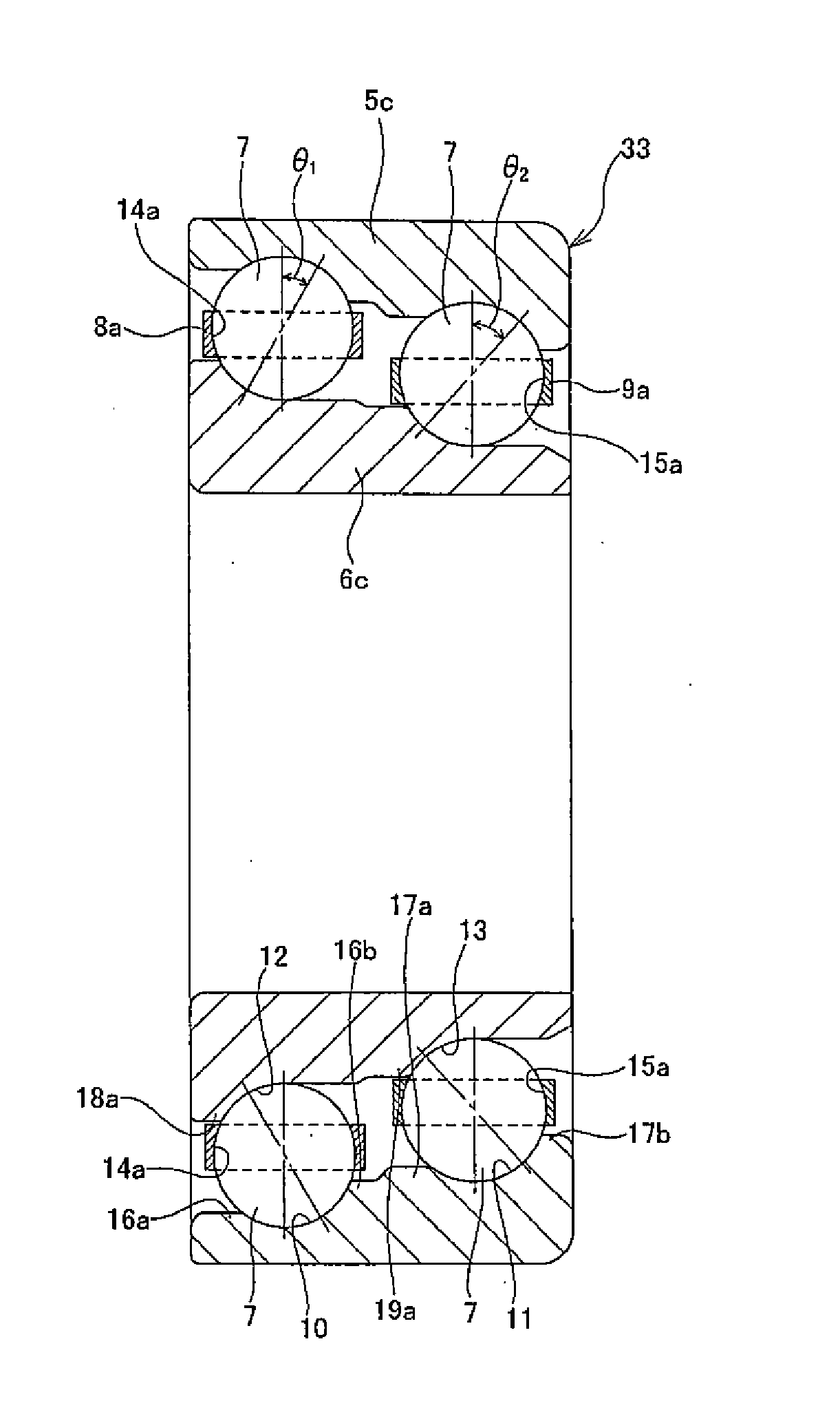 Tandem angular ball bearing