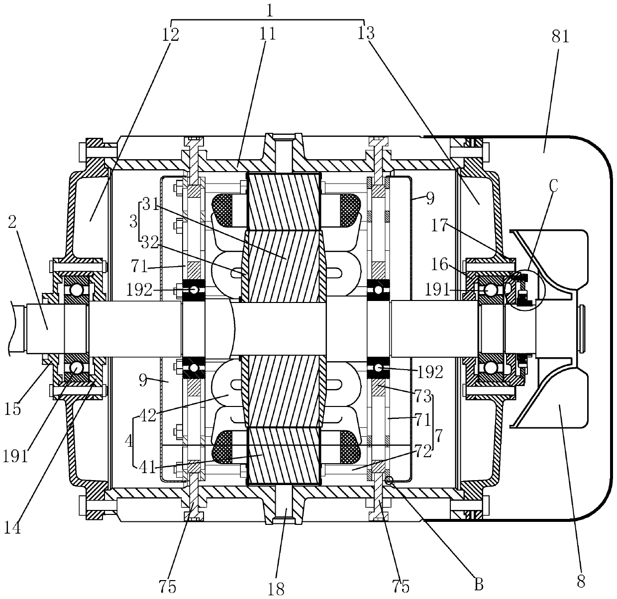 A switched reluctance motor