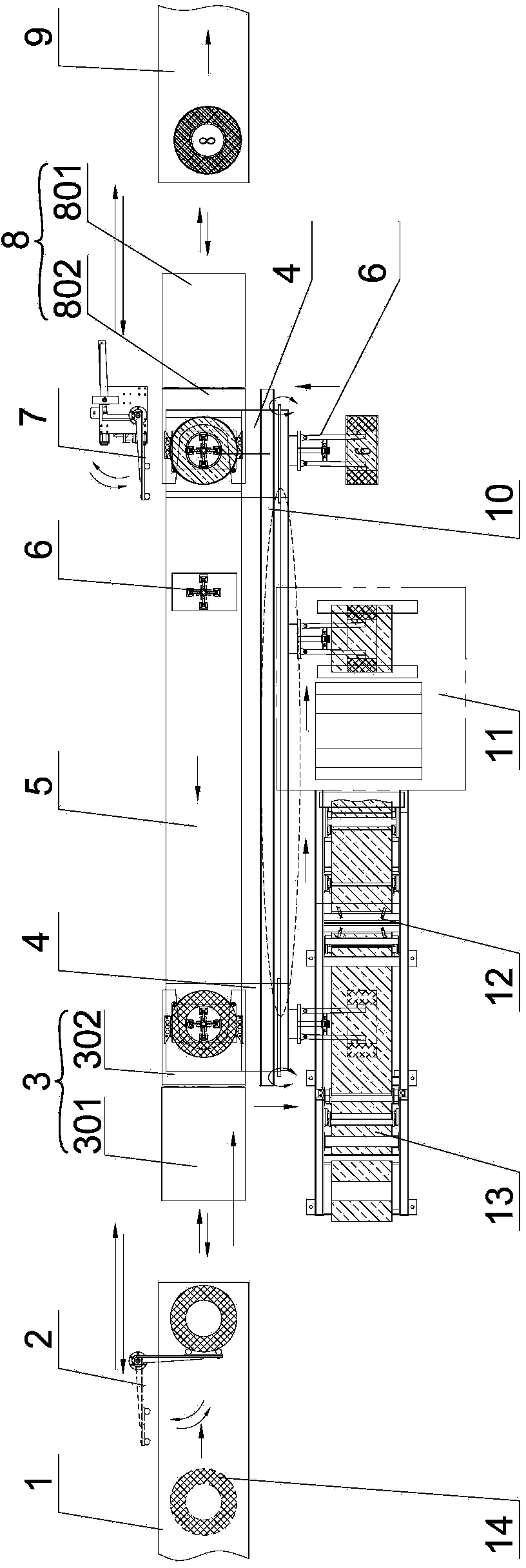 Looped cable thermal shrinkage membrane packaging device and looped cable packaging method