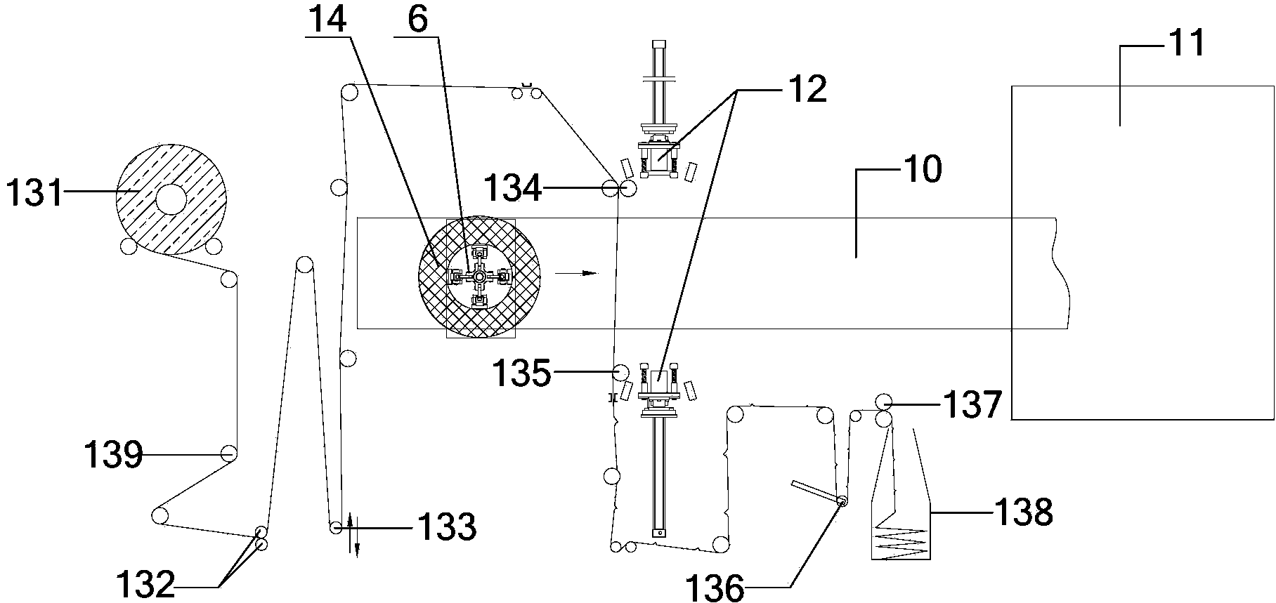 Looped cable thermal shrinkage membrane packaging device and looped cable packaging method