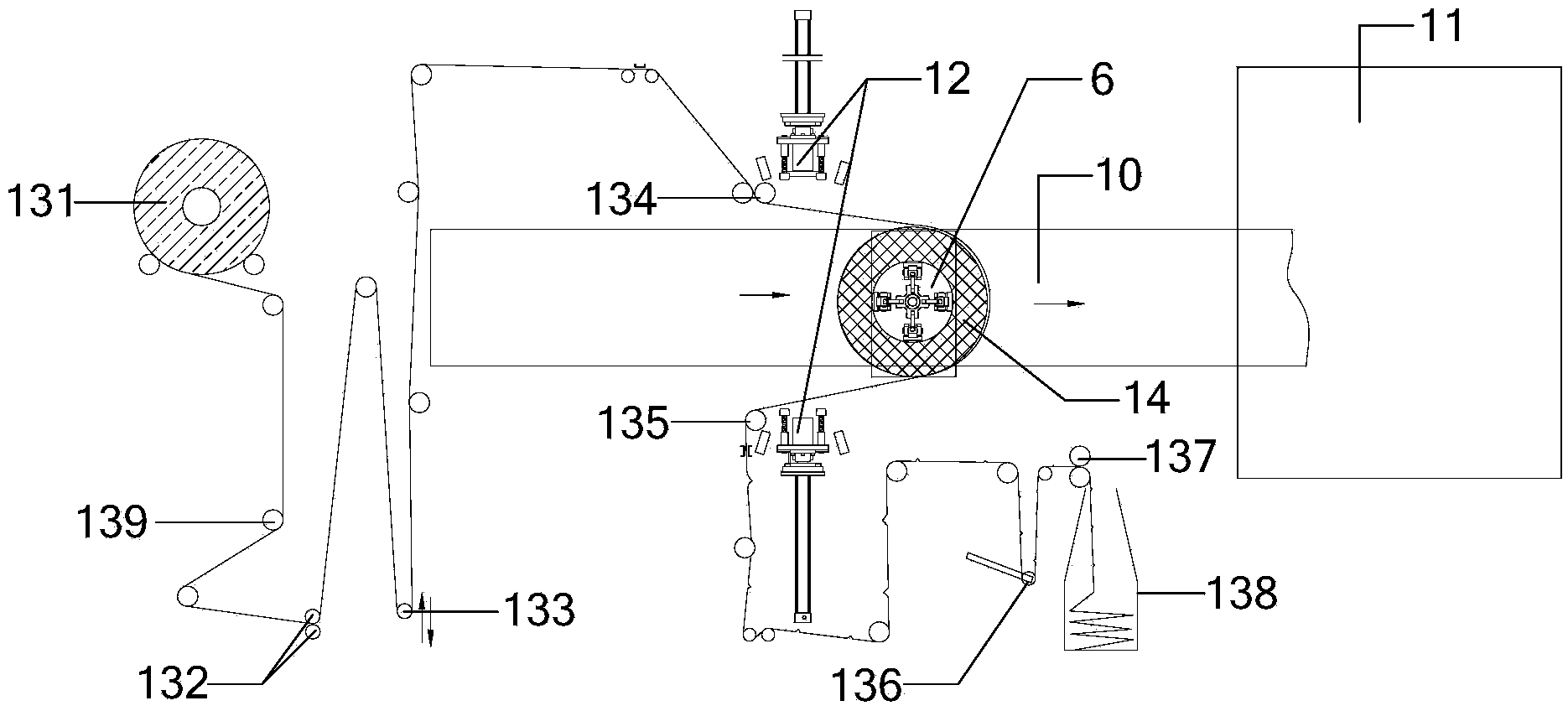 Looped cable thermal shrinkage membrane packaging device and looped cable packaging method