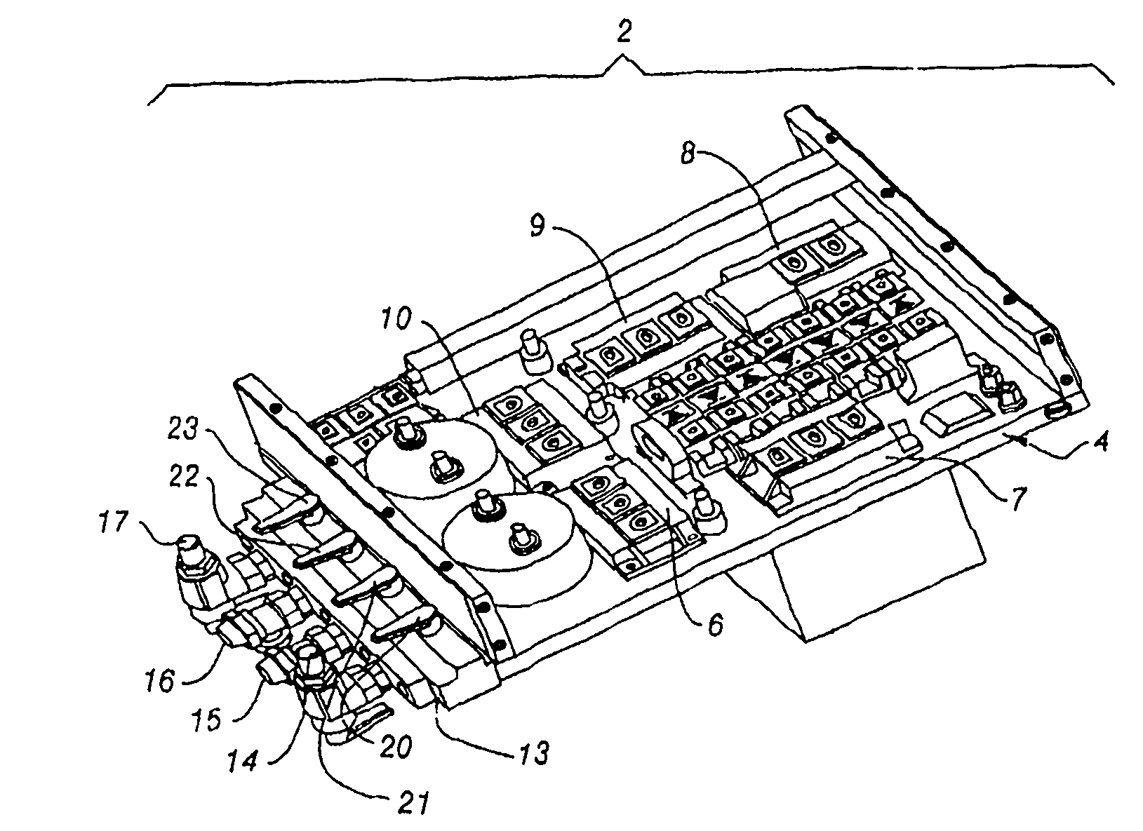 Electronic board and cold plate for said board