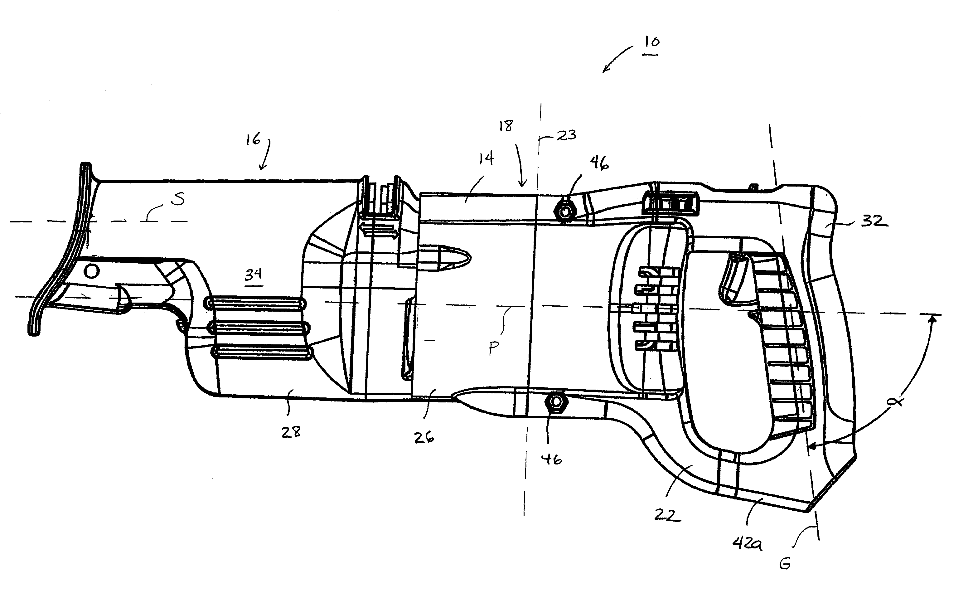 Handle arrangement for a power tool