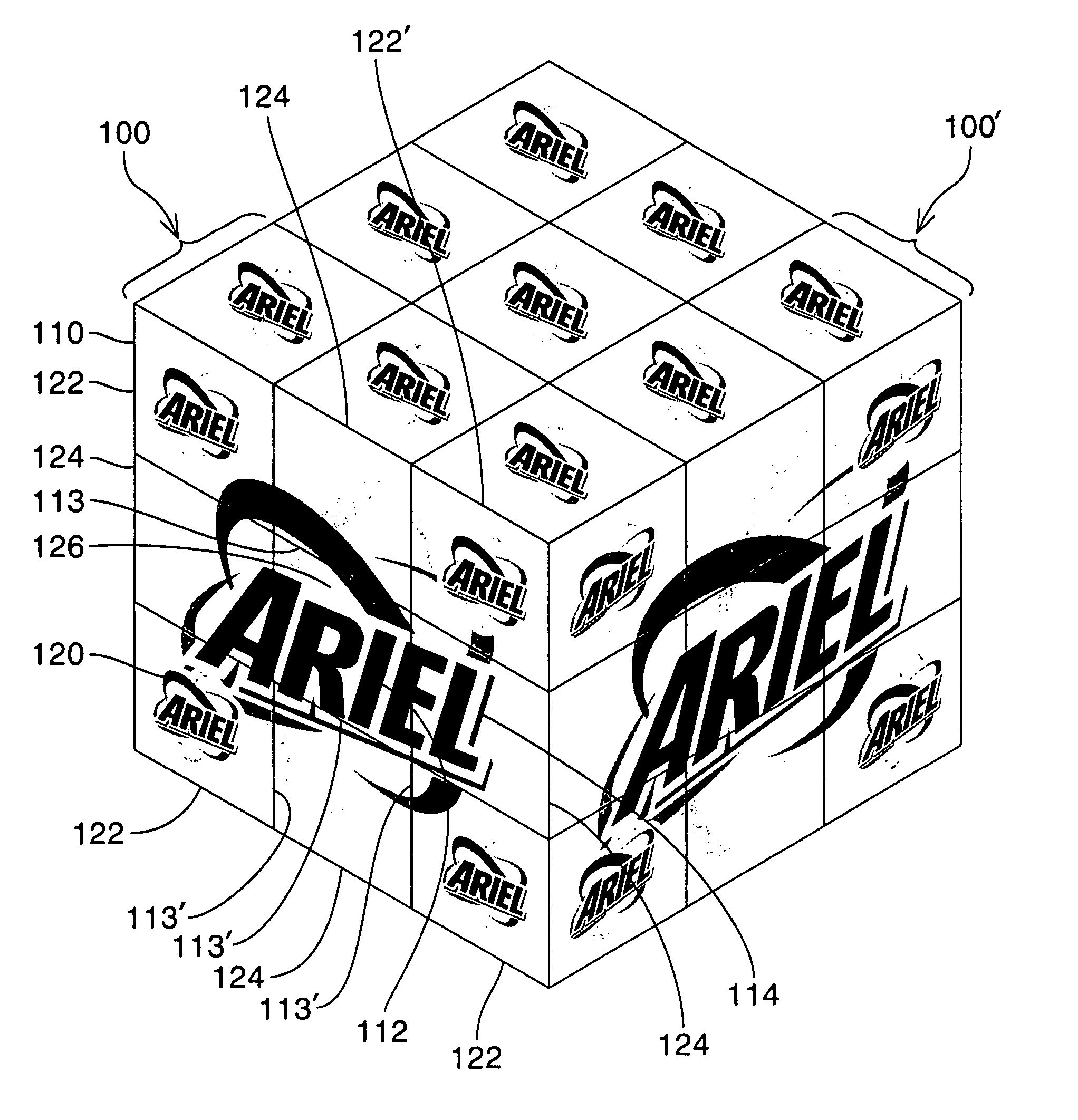 Stacked product array with enhanced visibility and recognition