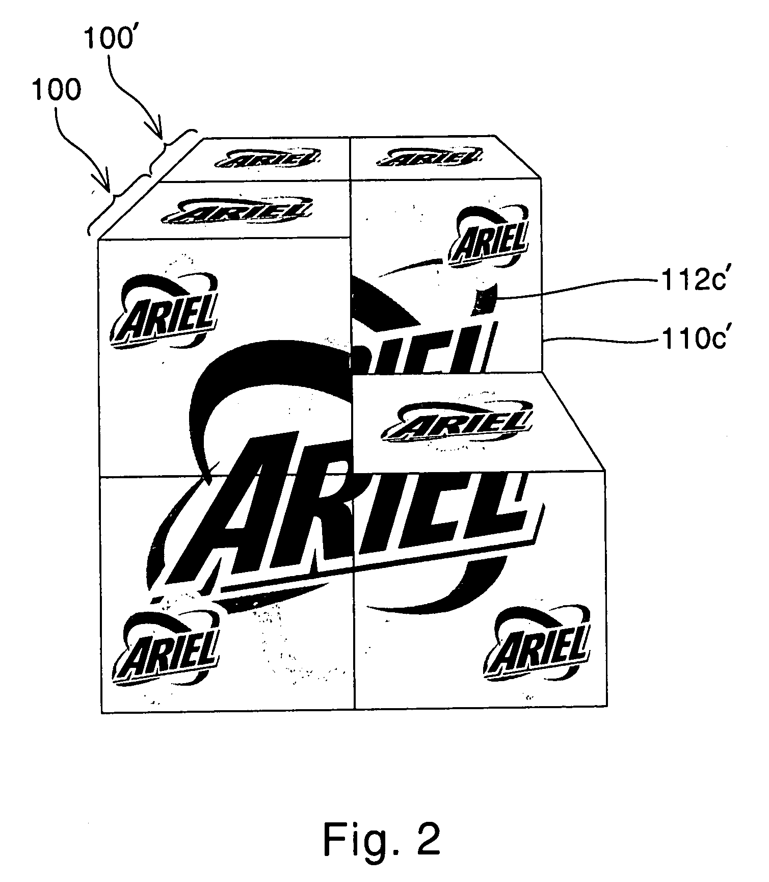 Stacked product array with enhanced visibility and recognition