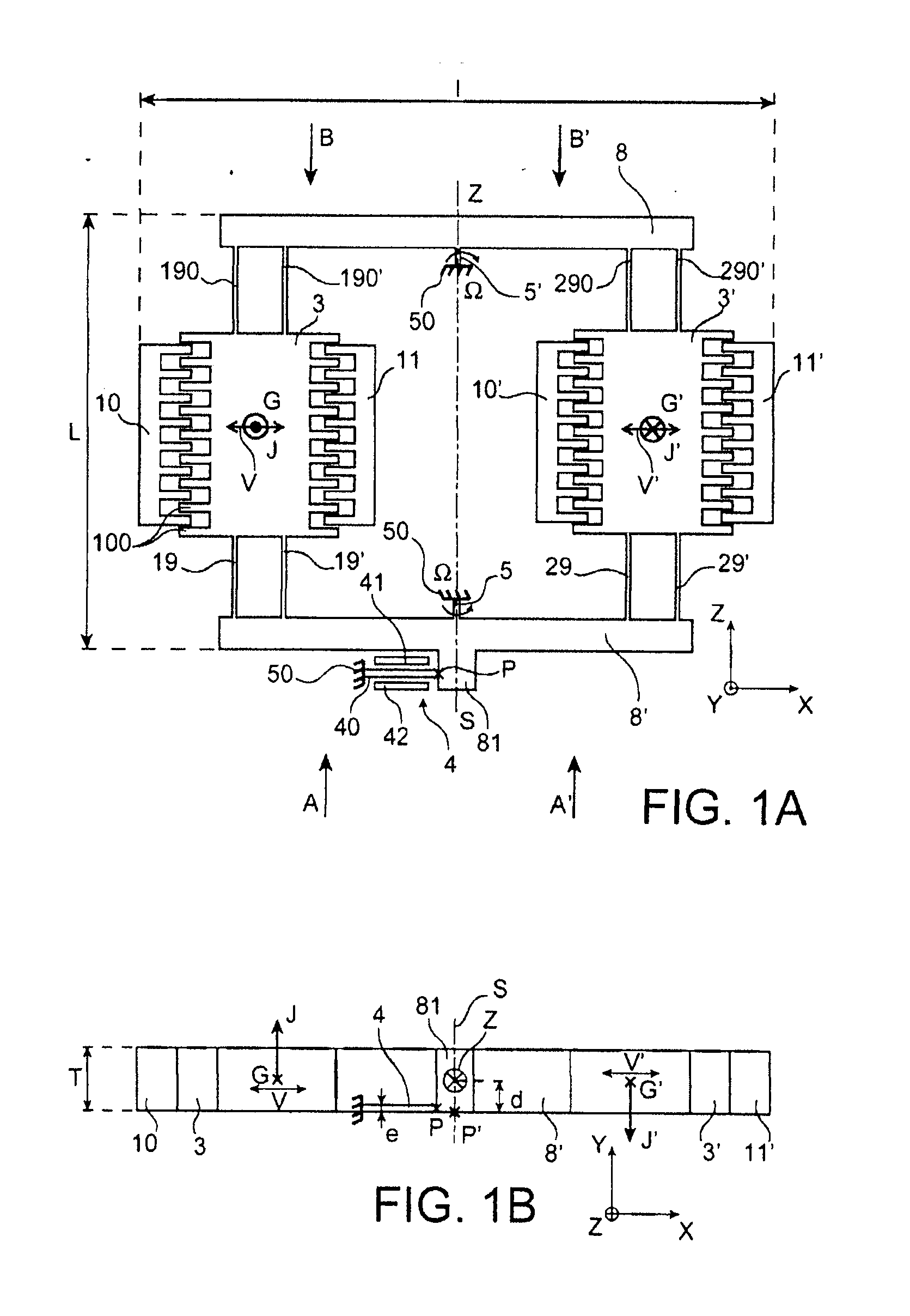 Gyrometer in surface technology, with out-of-plane detection by strain gauge