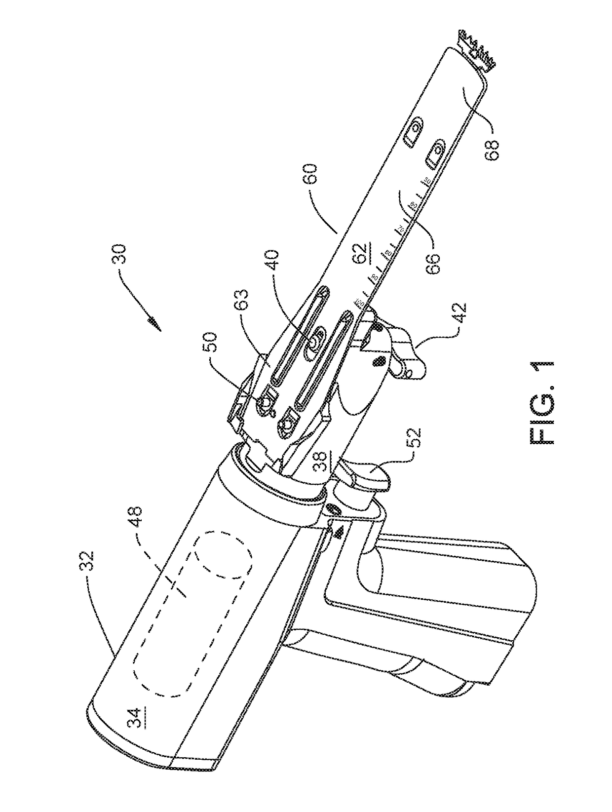 Surgical sagittal blade cartridge with a reinforced guide bar