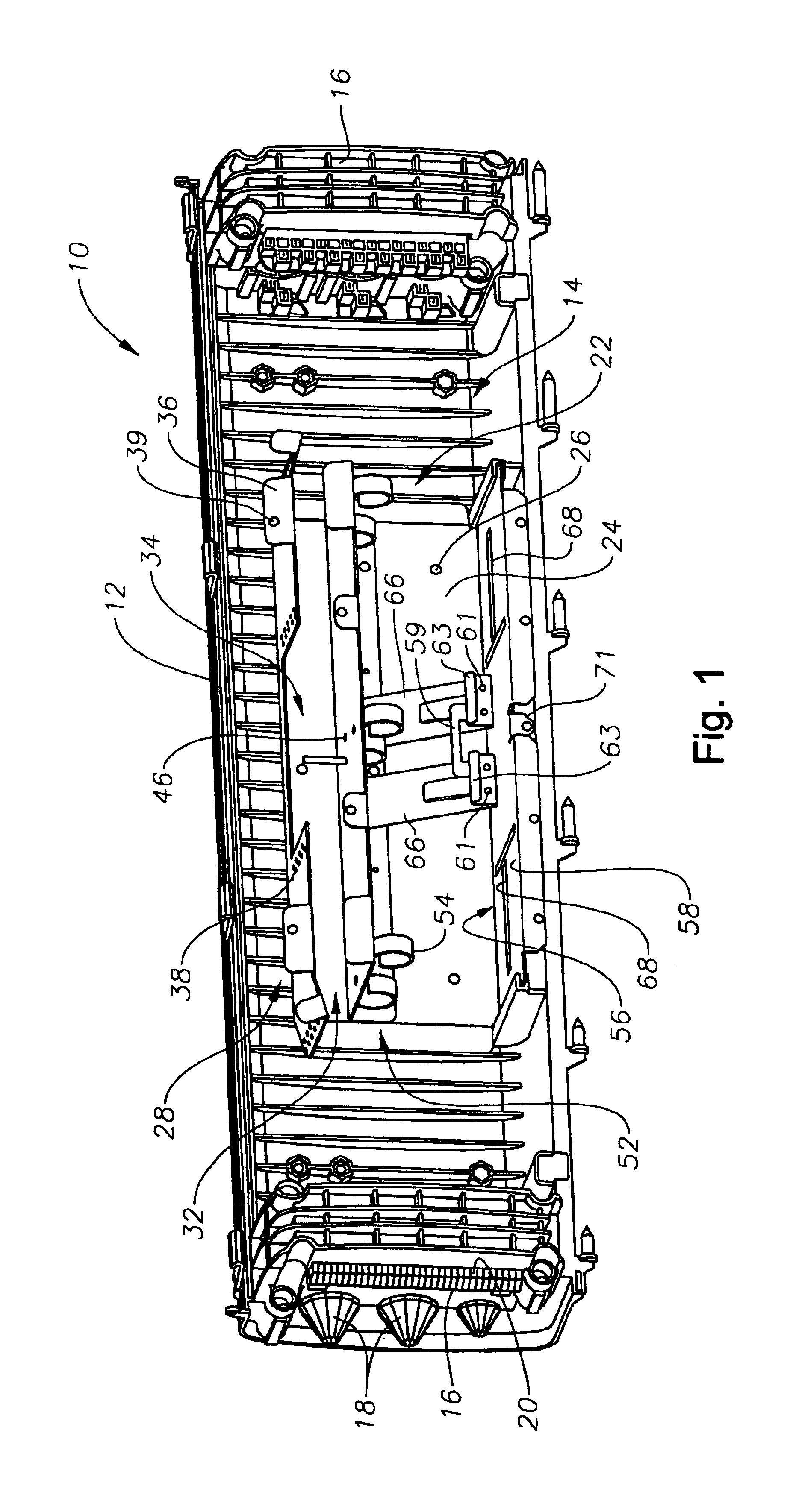 Fiber management frame for securely retaining optical fiber connection trays