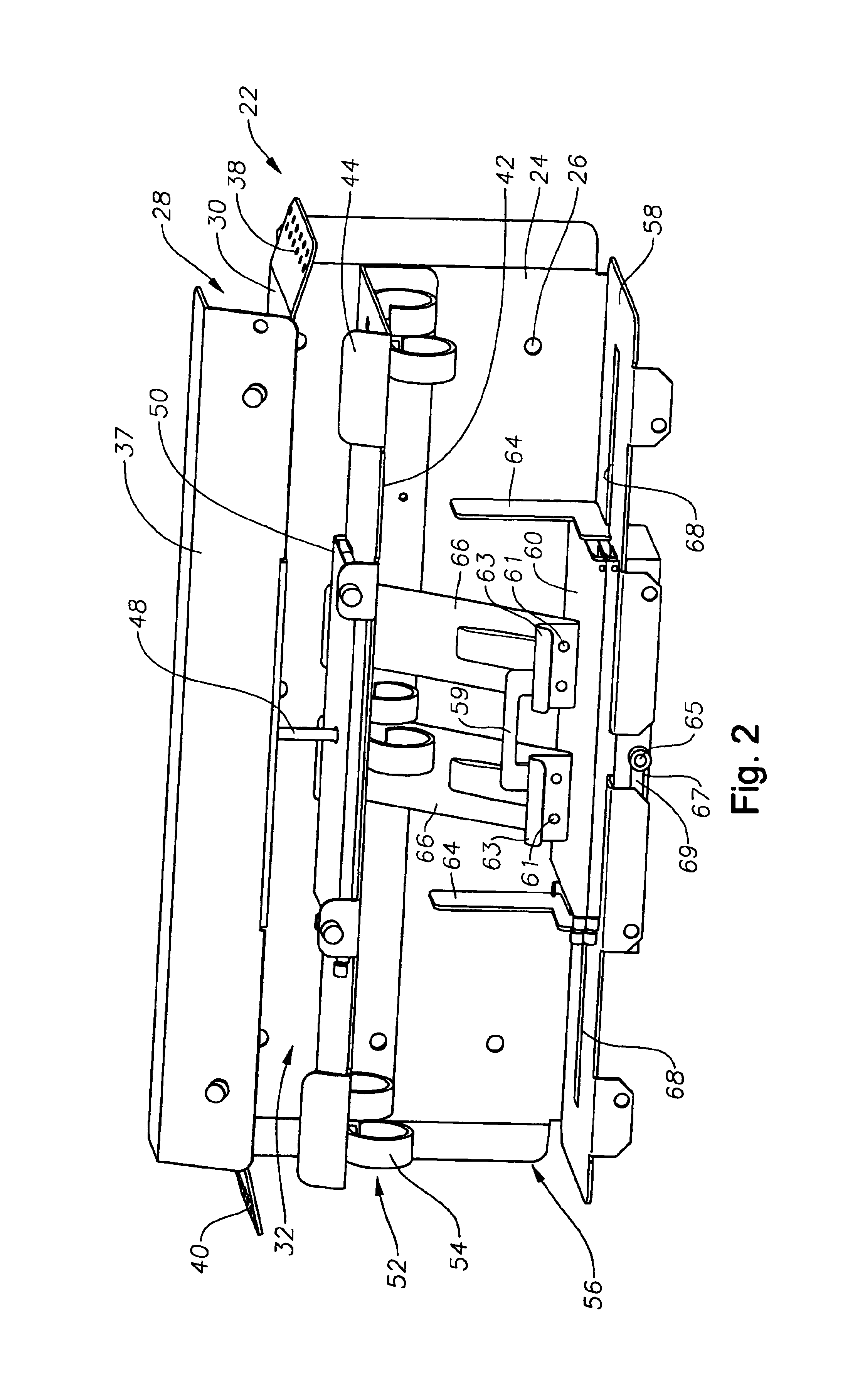 Fiber management frame for securely retaining optical fiber connection trays