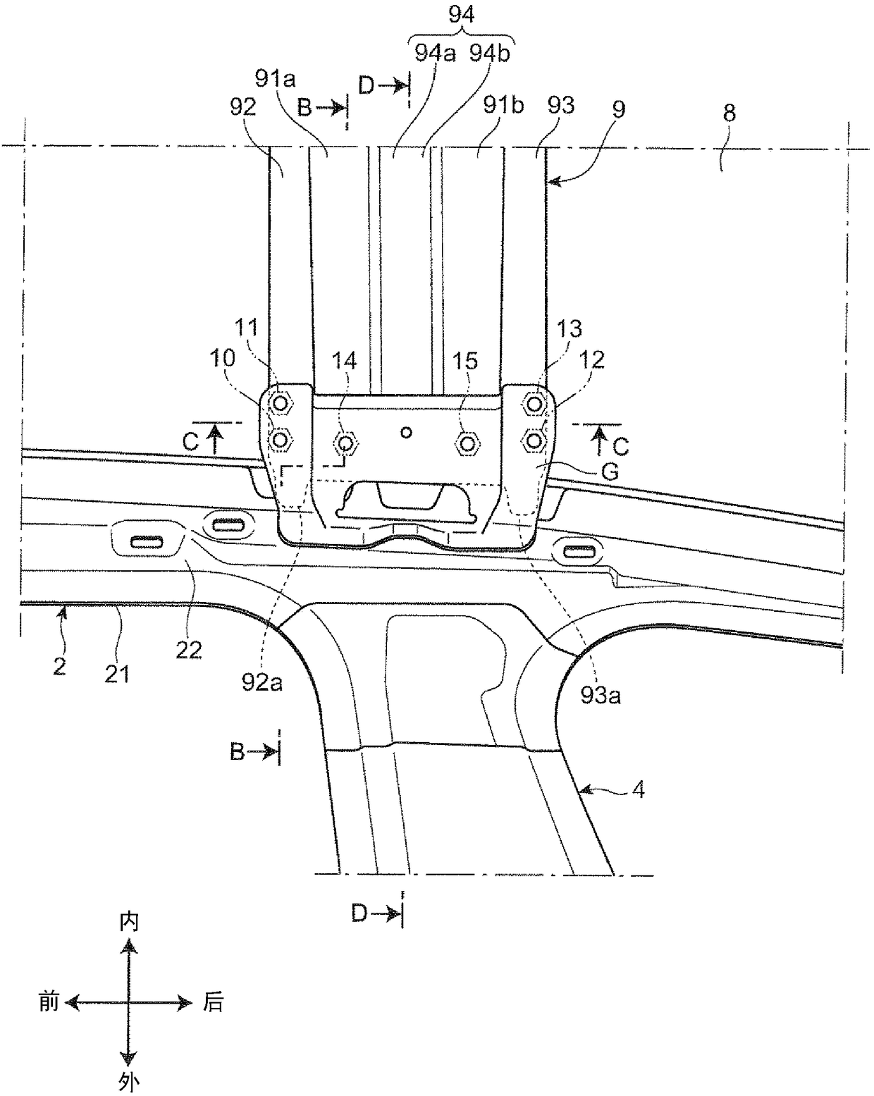 Upper vehicle-body structure of vehicle