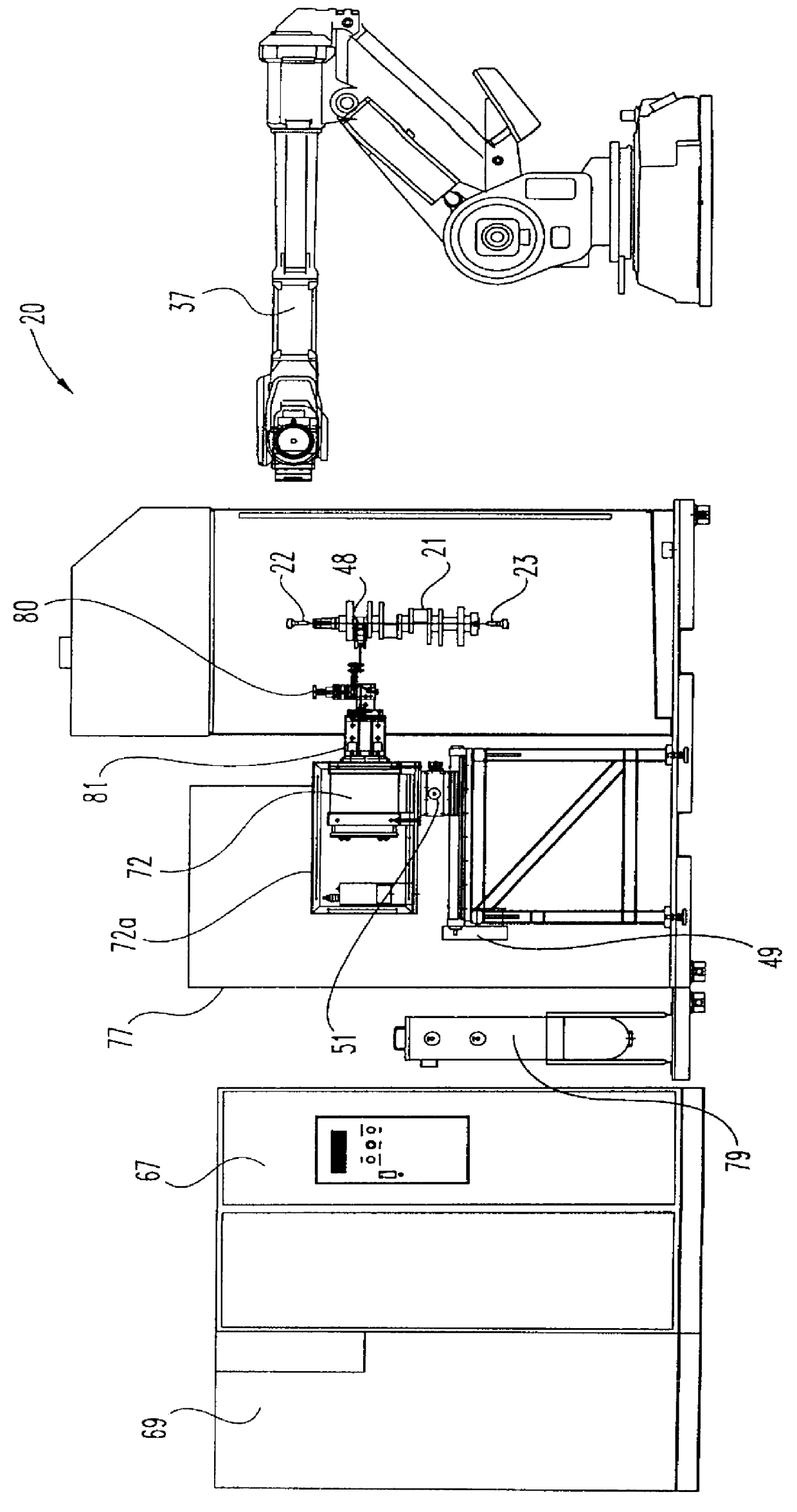 Induction hardening apparatus for a crankshaft