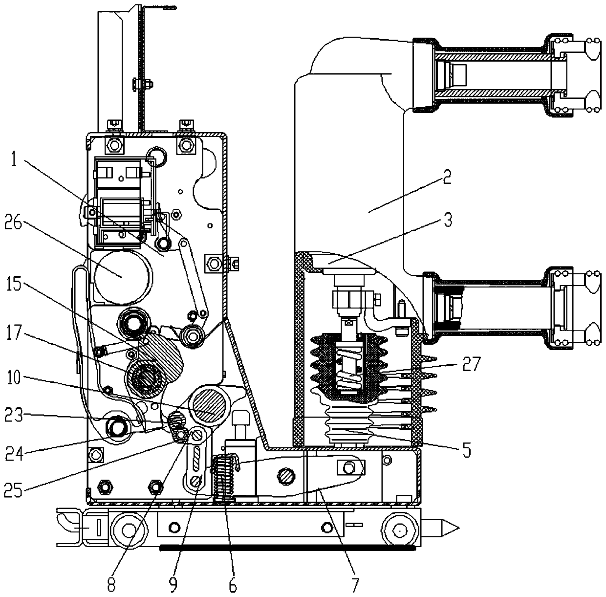 24kv vacuum high voltage circuit breaker with small modular spring operating mechanism