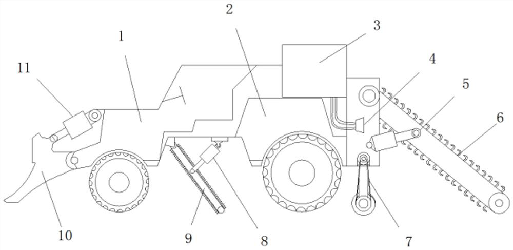 Ditching device for comprehensive land improvement, irrigation and drainage project and application