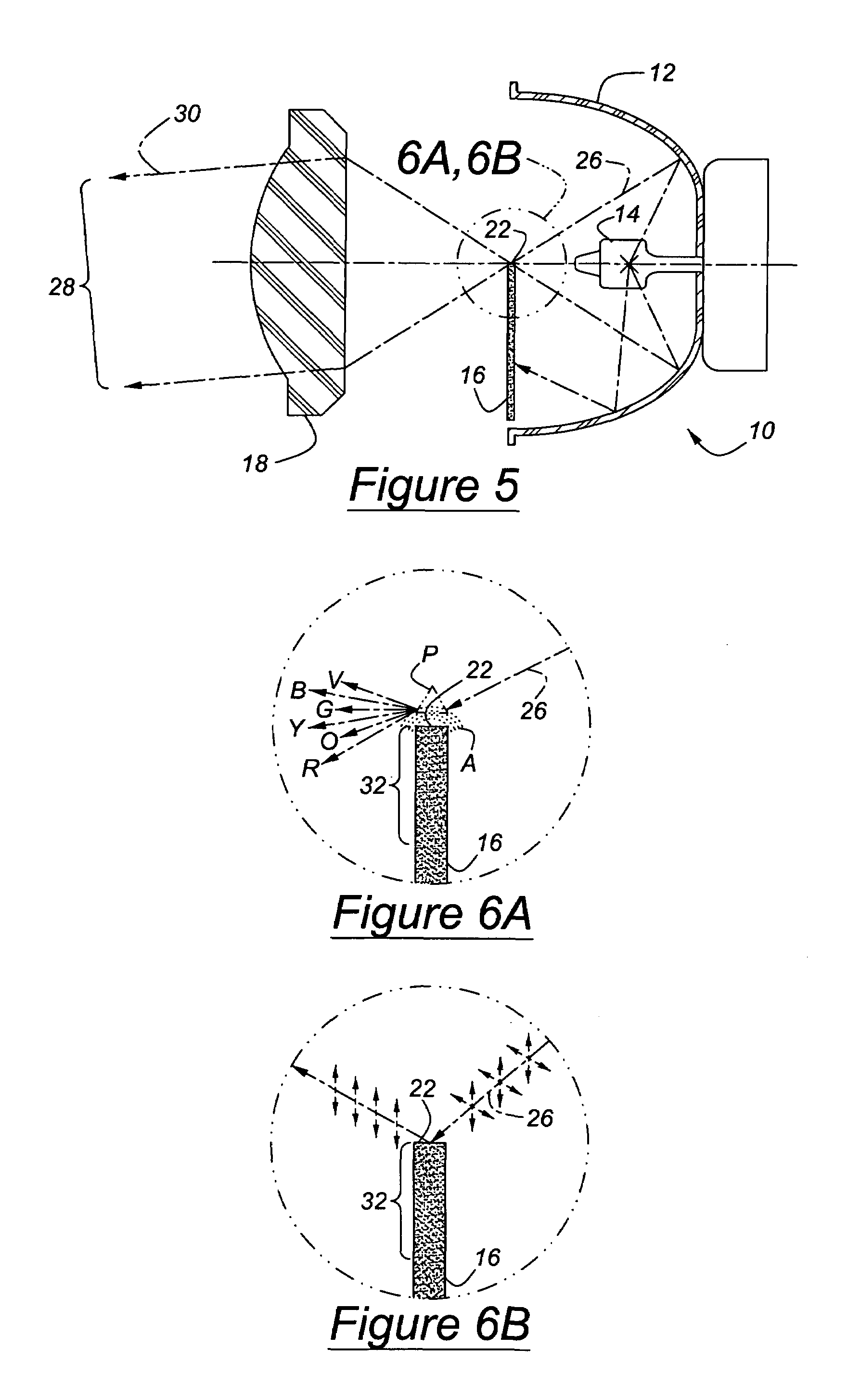 Projector lamp headlight with chromatic aberration correction