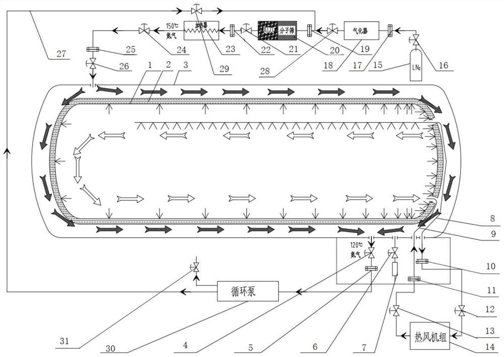 Frozen liquefied gas tank container vacuum-pumping system and method