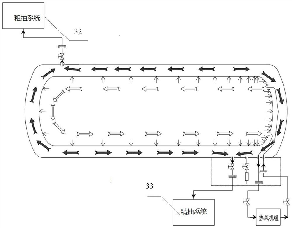 Frozen liquefied gas tank container vacuum-pumping system and method