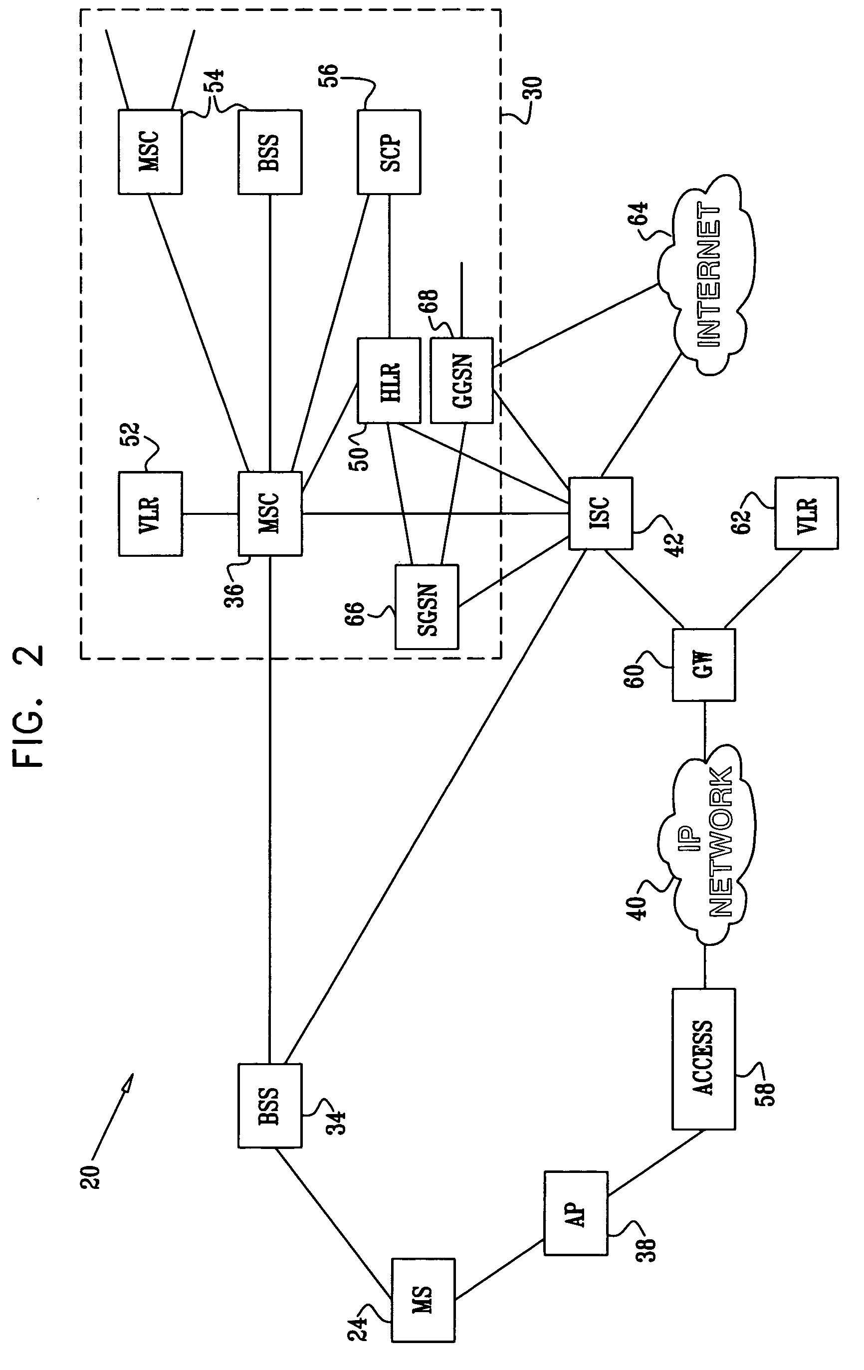 Cellular network service over WLAN