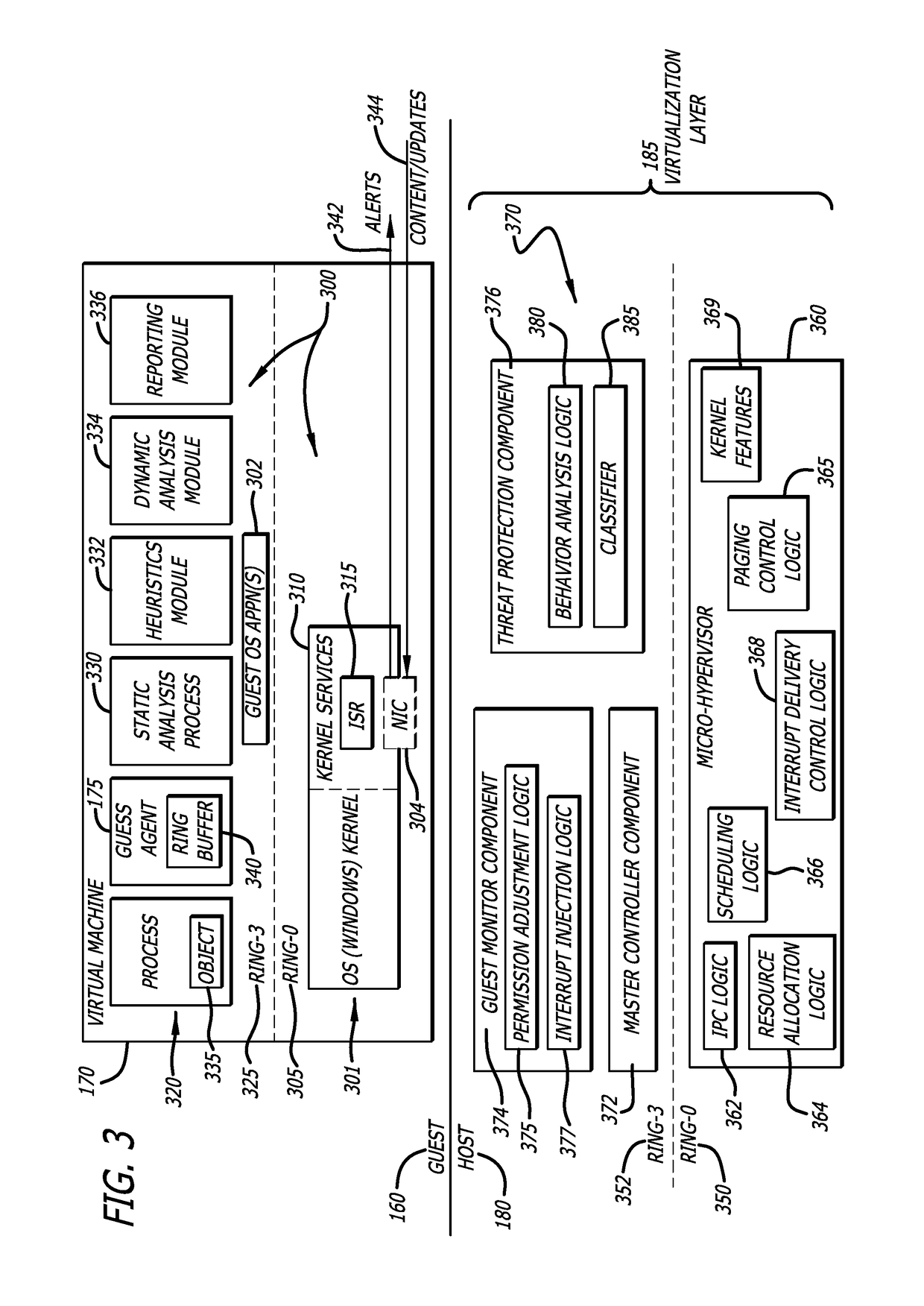 System and method for protecting memory pages associated with a process using a virtualization layer