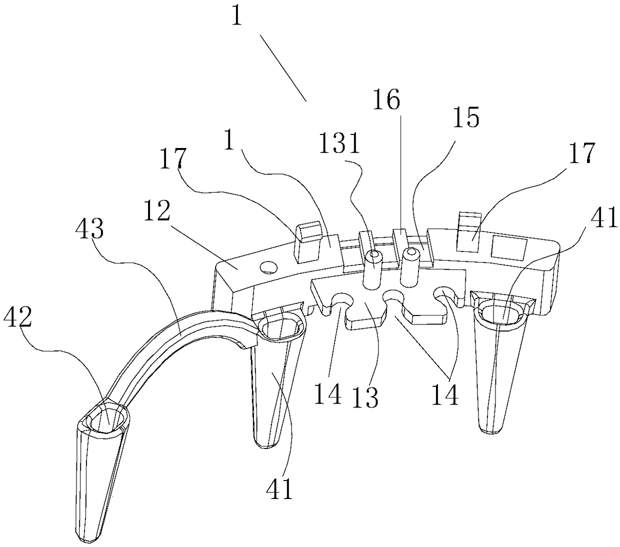 An outlet clamp assembly and an electric motor