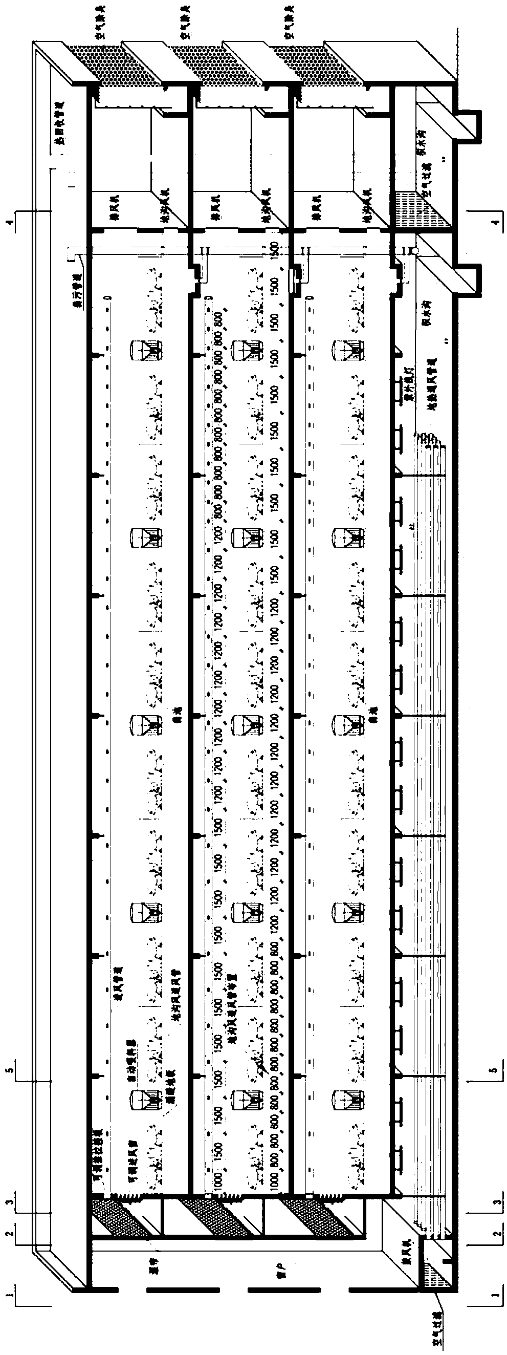 Three-dimensional livestock breeding system for achieving energy conservation, environment protection and bio-safety