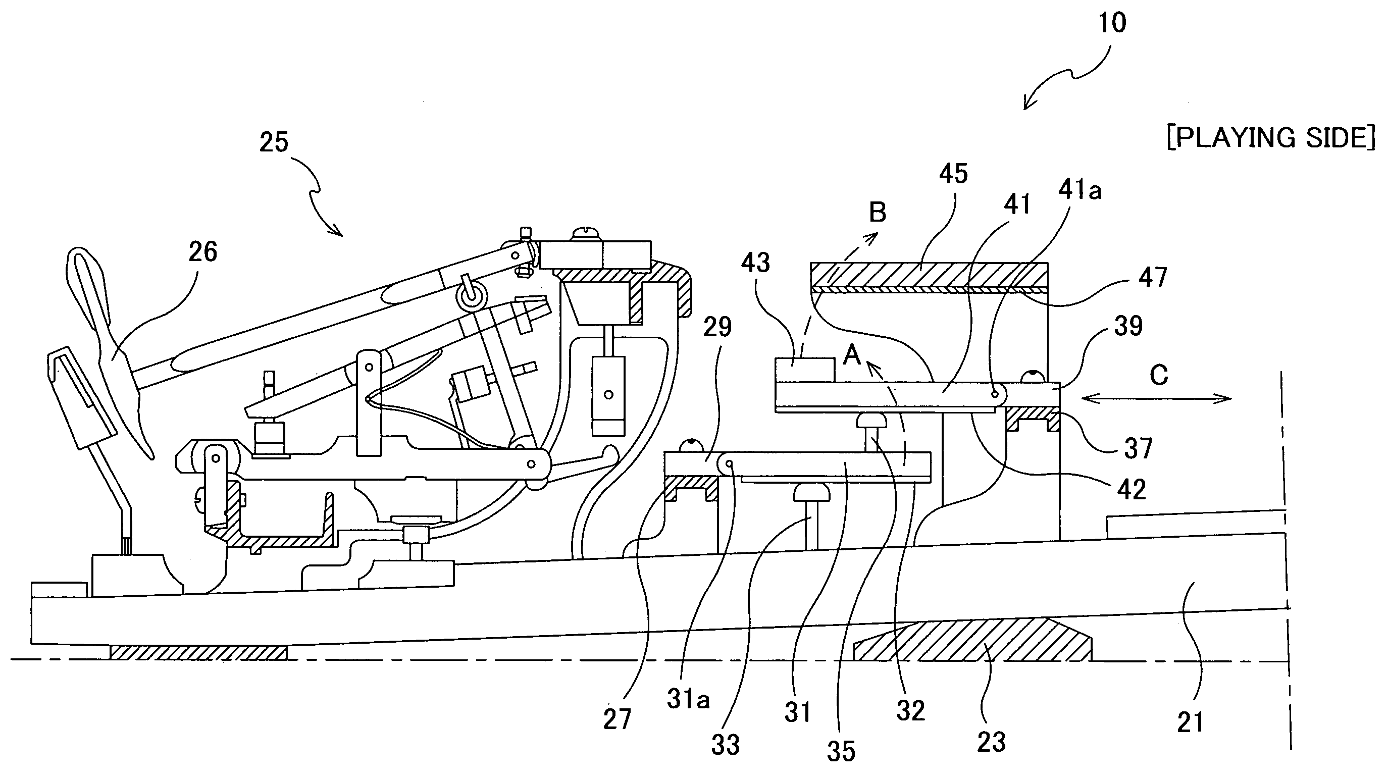 String-striking device for piano