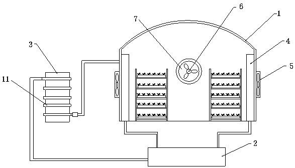 Water mist irrigation system for greenhouse planting