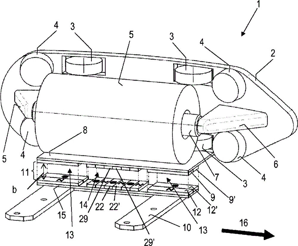 Device for contactless driving of shuttles in reeds of circular looms