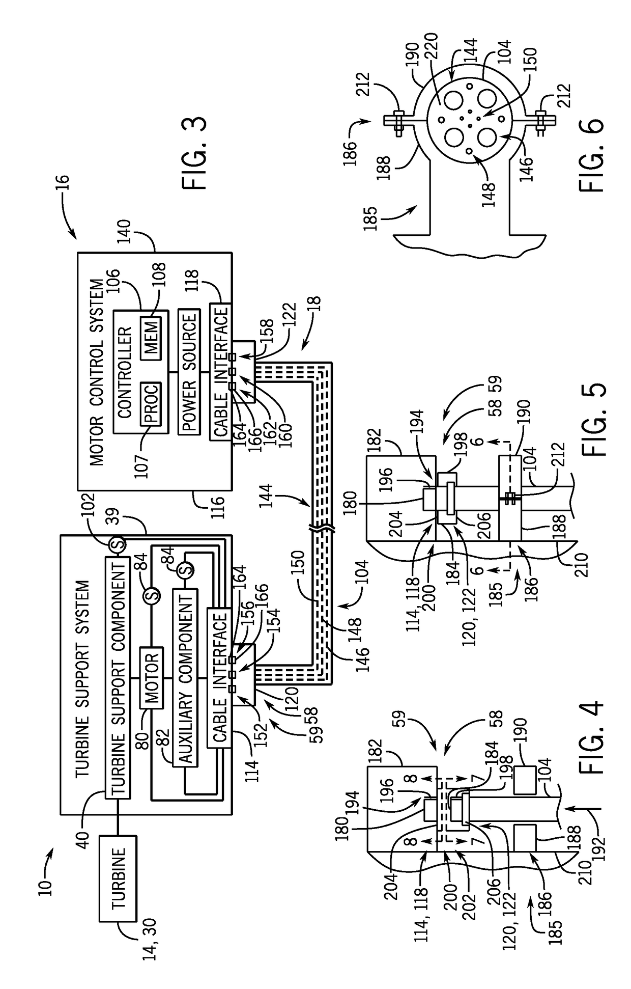 System and method for coupling components of a turbine system with cables