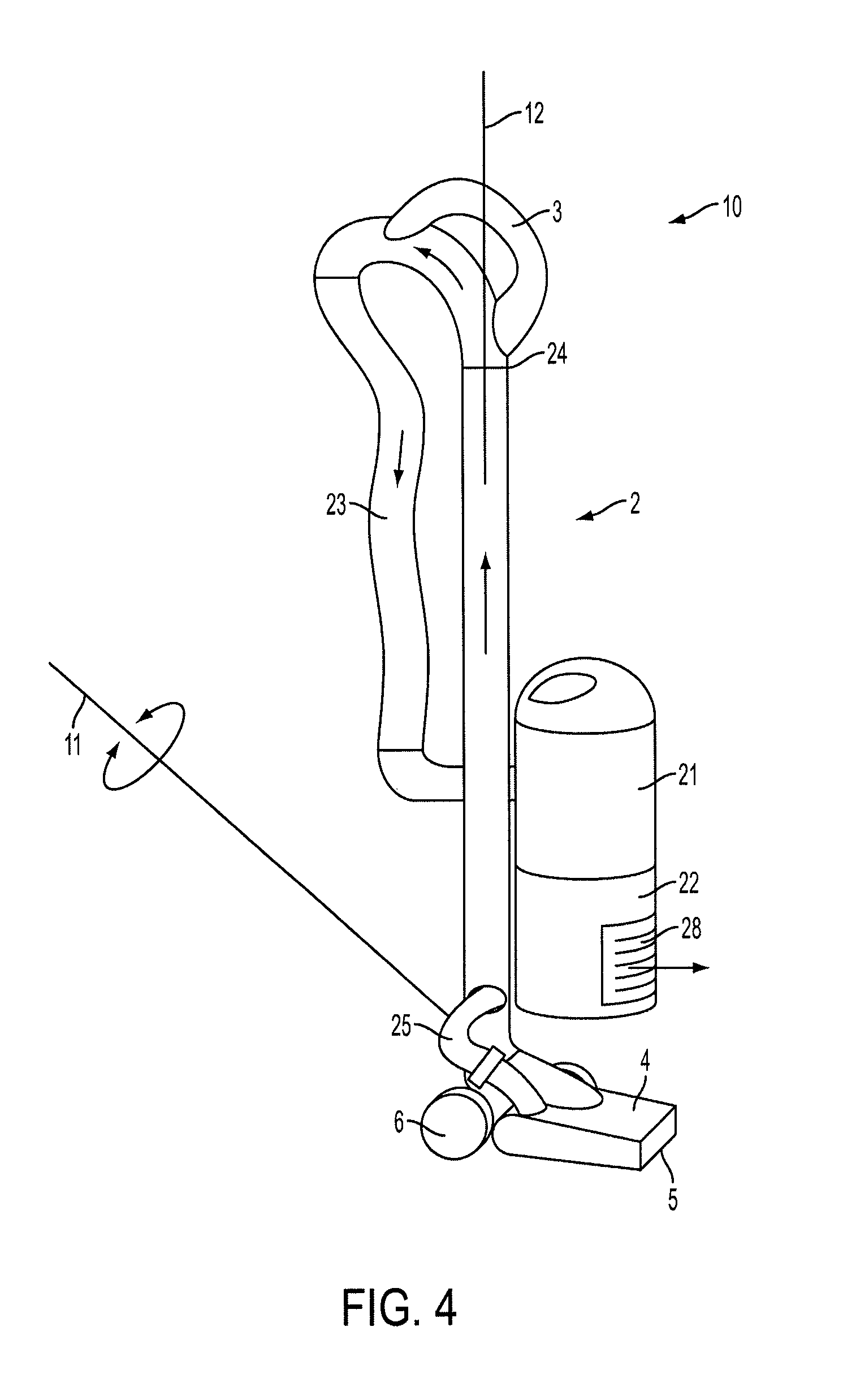 Method and apparatus for assisting pivot motion of a handle in a floor treatment device