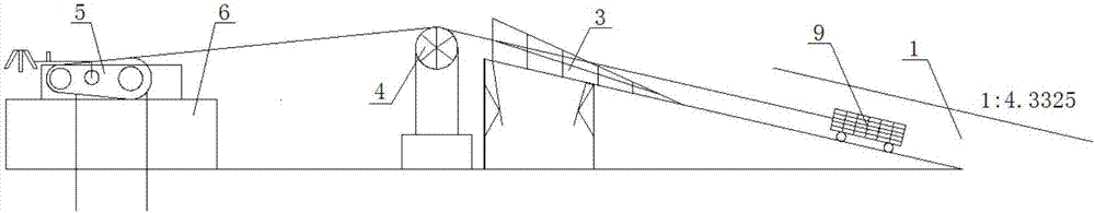 Transportation system and construction method for inclined shaft with small section and long steep slope