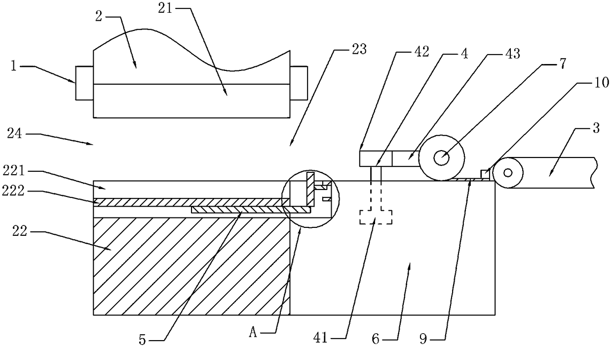 Coconut palm board pressing device capable of automatic feeding